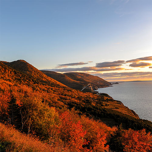 Adventure Canada - Abenteuer Kanada - Nova Scotia - Cape Breton Island - Sonnenuntergang Cabot Trail im Herbst